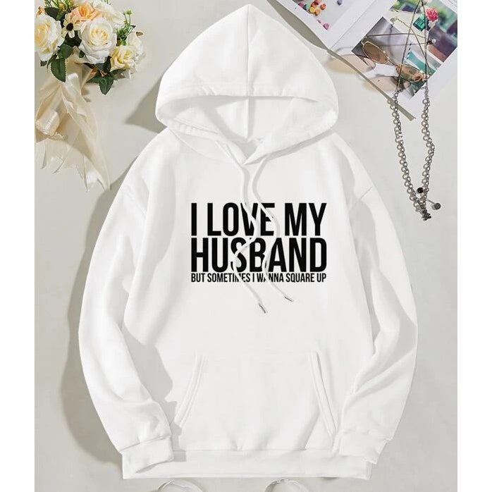 Slogan Graphic Kangaroo Pocket Drawstring Thermal Hoodie Image 1