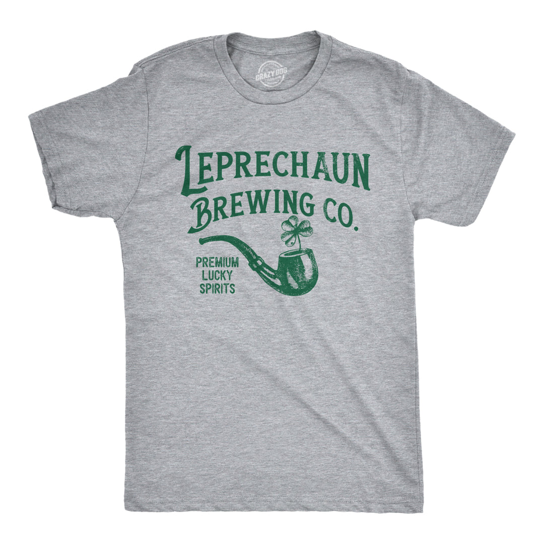 Mens Leprechaun Brewing Co Funny St Patricks Day T Shirt Drinking Tee For Men Image 1