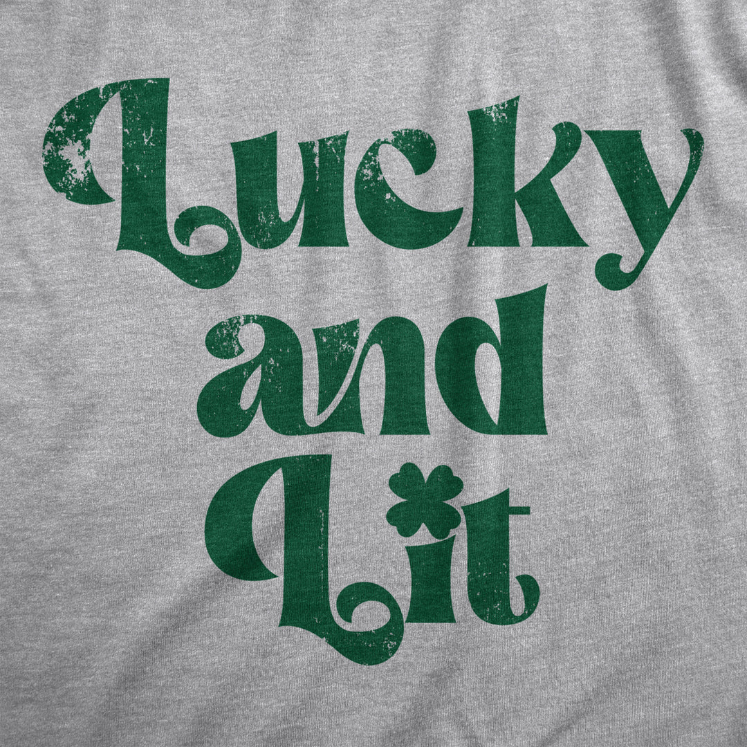 Mens T Shirts Lucky And Lit Funny St Patricks Day Drinking Tee For Guys Image 2