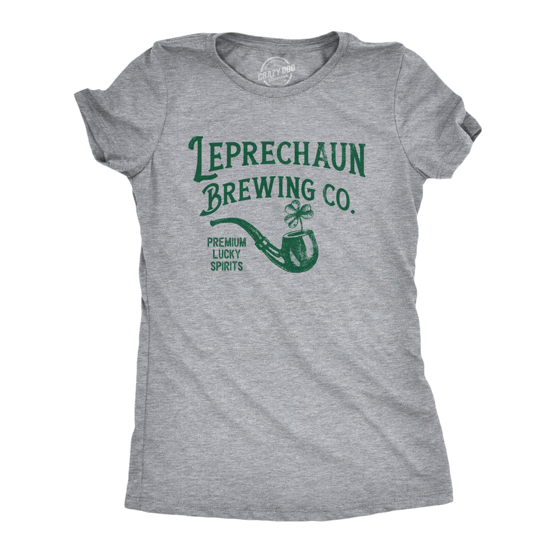 Womens Leprechaun Brewing Co Funny St Patricks Day T Shirt Womens Drinking Tee Image 1