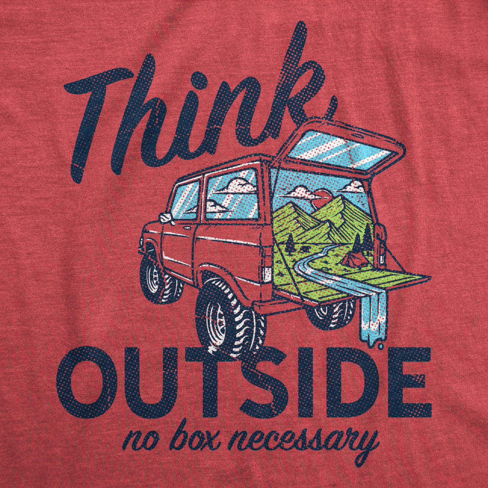 Mens Think Outside No Box Necessary Funny Camping Vintage Car Trunk T shirt Image 2