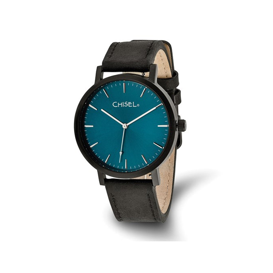 Chisel Black Plated Blue Dial Analog Watch with Leather Band Image 1
