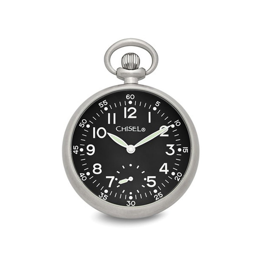 Chisel Stainless Steel Black Dial Pocket Watch (47mm) Image 1