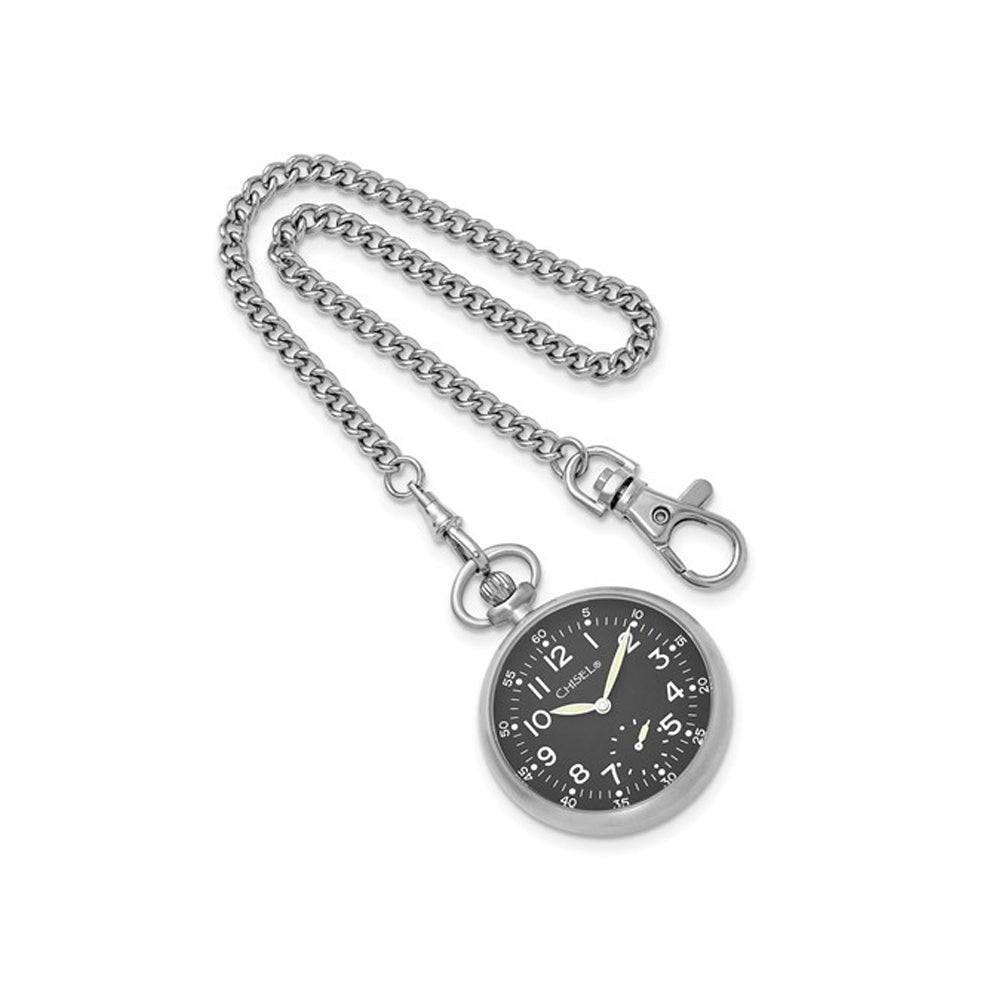 Chisel Stainless Steel Black Dial Pocket Watch (47mm) Image 3