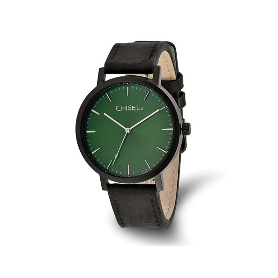 Chisel Black Plated Green Dial Analog Watch with Leather Band Image 1