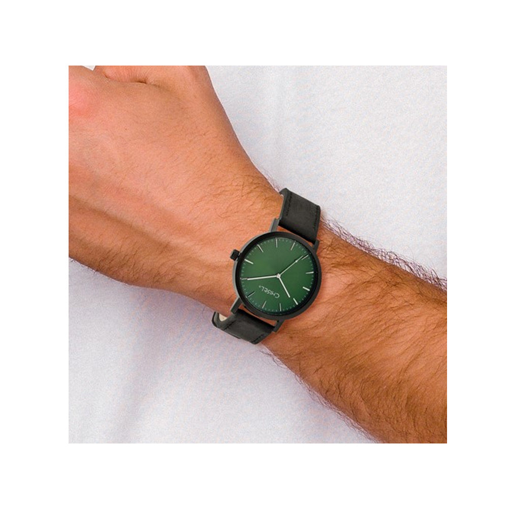 Chisel Black Plated Green Dial Analog Watch with Leather Band Image 2