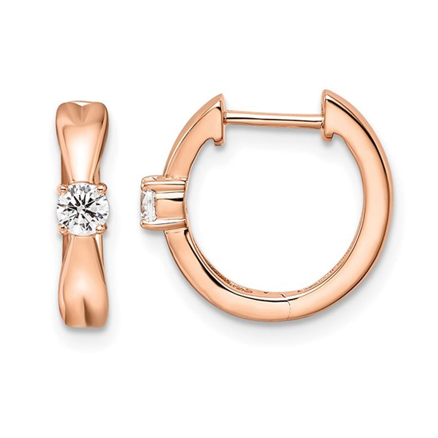 1/5 Carat (ctw SI1-SI2G-H-I) Lab-Grown Diamond Hoop Earrings in 14K Rose Pink Gold Image 1