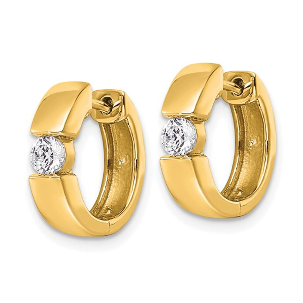 1/3 Carat (ctw VS2-SI1 D-E-F) Lab Grown Diamond Hoop Earrings in 14K Yellow Gold Image 3