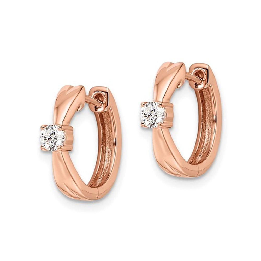 1/5 Carat (ctw SI1-SI2G-H-I) Lab-Grown Diamond Hoop Earrings in 14K Rose Pink Gold Image 3
