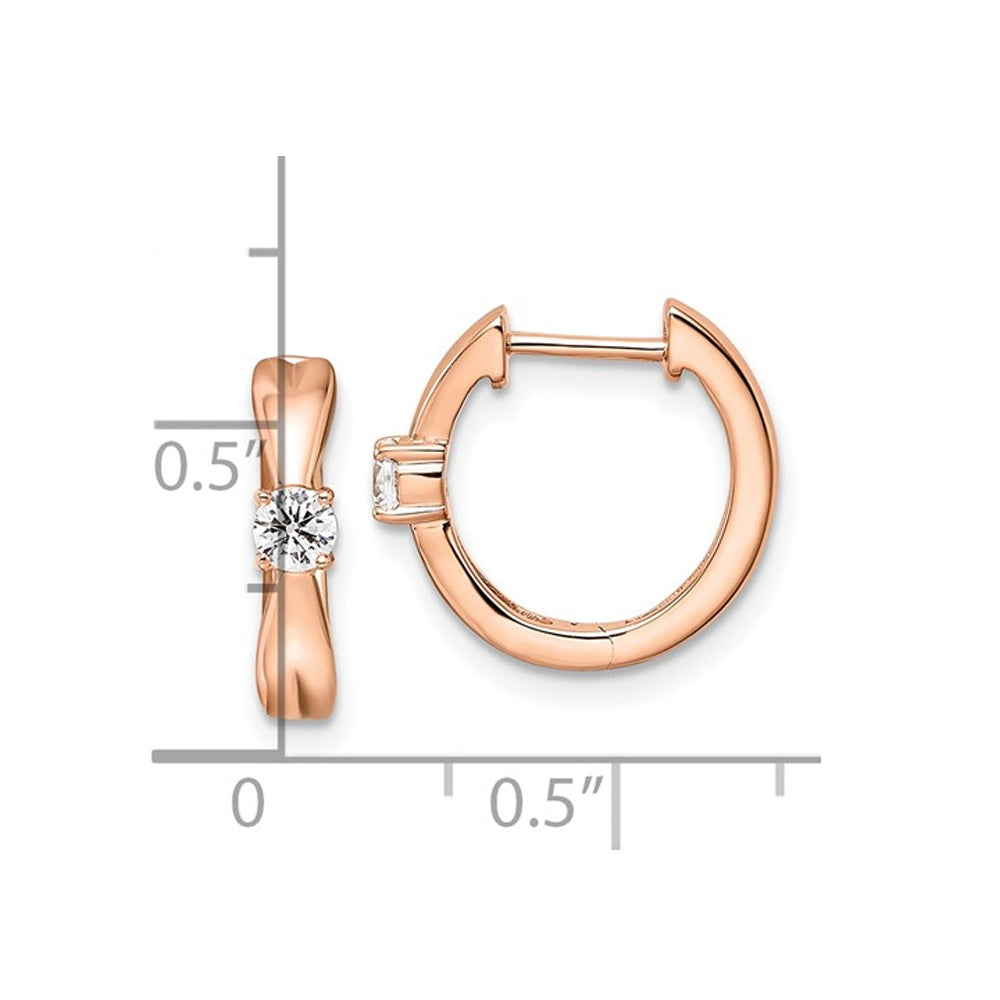 1/5 Carat (ctw SI1-SI2G-H-I) Lab-Grown Diamond Hoop Earrings in 14K Rose Pink Gold Image 4