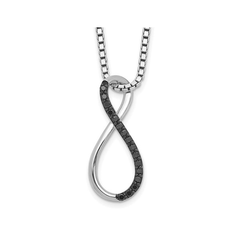 1/10 Carat (ctw) Black Diamond Drop Infinity Pendant Necklace in Sterling Silver with Chain Image 1