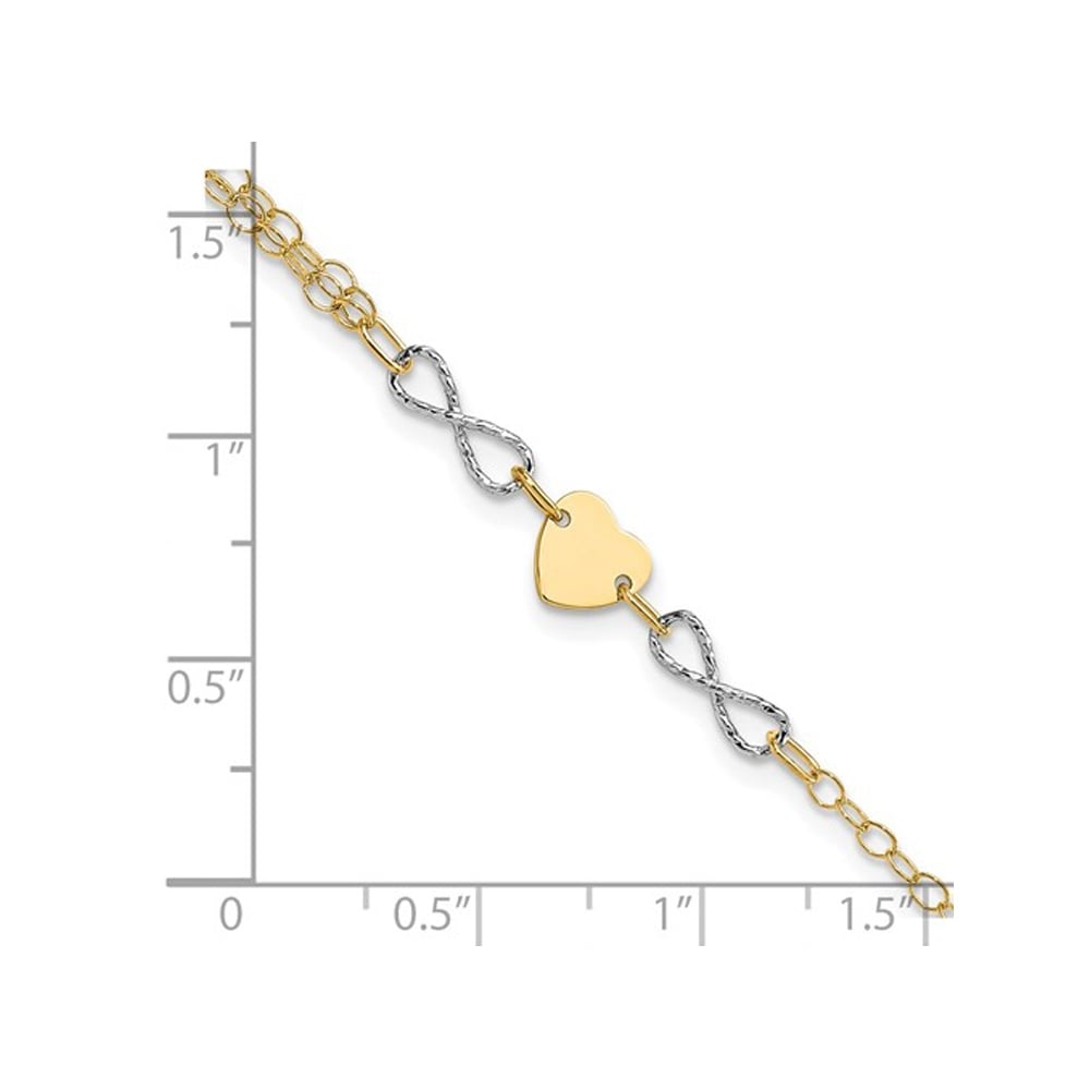 14K Yellow Gold Infinity and Heart Bracelet (7 inches) Image 4