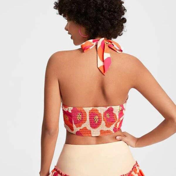 Graphic Print Crisscross Halter Top Image 2