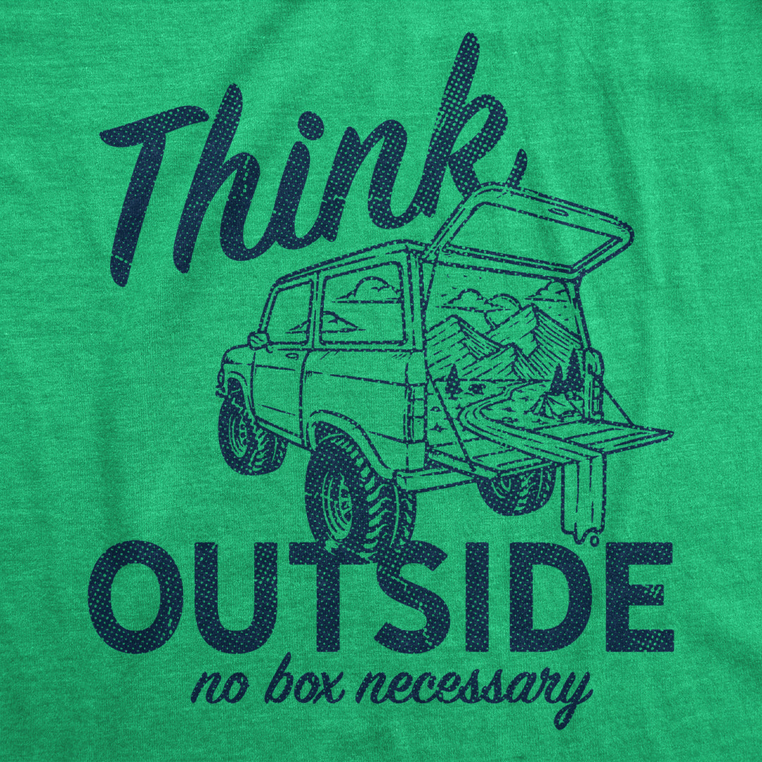 Womens Think Outside No Box Necessary Funny Car Camping Hatchback Funny T Shirt Image 2