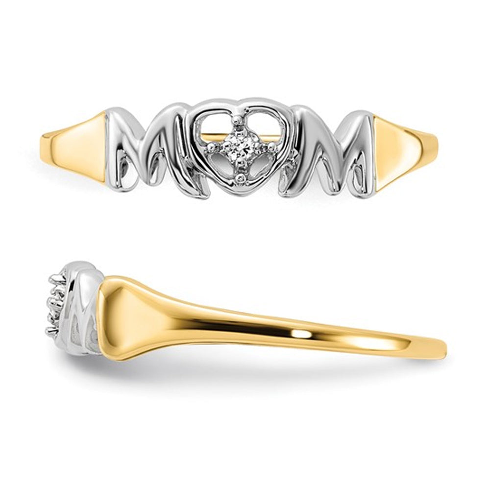 14K Yellow Gold Polished MOM Ring with Diamond Accent Image 3
