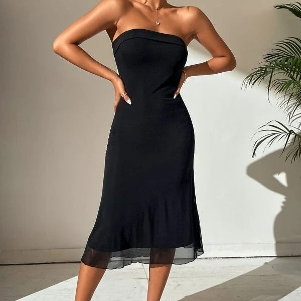 Solid Backless Tube Dress Image 4