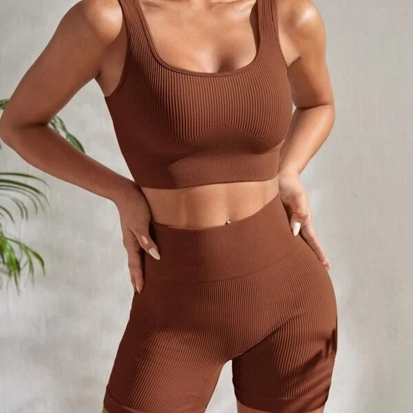 Ribbed Knit Wide Waistband Sports Set Image 10