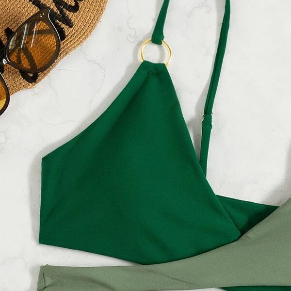 Color Block Wrap Bikini Swimsuit Image 6