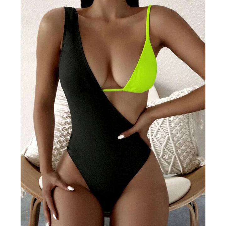 3pack Rib Triangle Bikini Swimsuit and One Piece Swimsuit Image 1