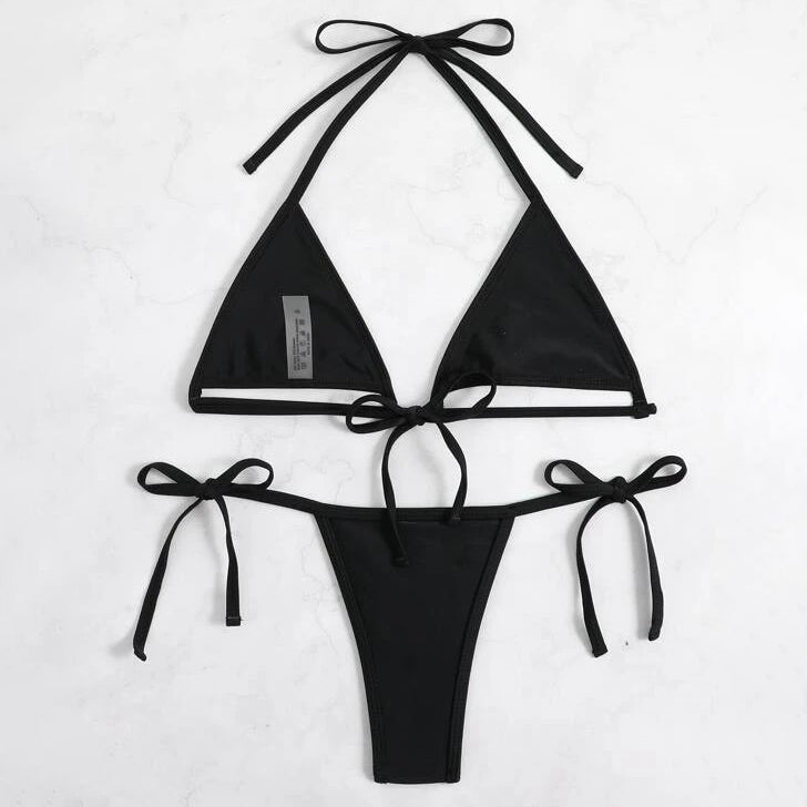 Cut-out Micro Triangle Thong Bikini Swimsuit Image 2