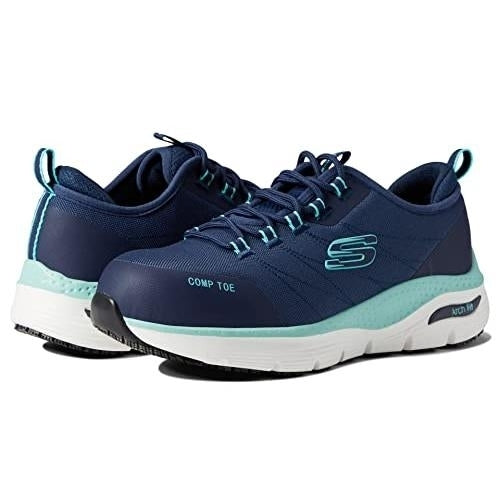 SKECHERS WORK Womens Arch Fit SR - Ebinal Composite Toe Work Shoe Navy/Aqua - 108075-NVAQ ONE SIZE NAVY/AQUA Image 4