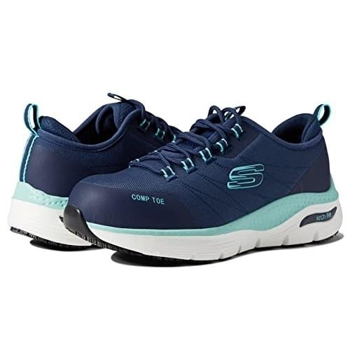 SKECHERS WORK Womens Arch Fit SR - Ebinal Composite Toe Work Shoe Navy/Aqua - 108075-NVAQ ONE SIZE NAVY/AQUA Image 1