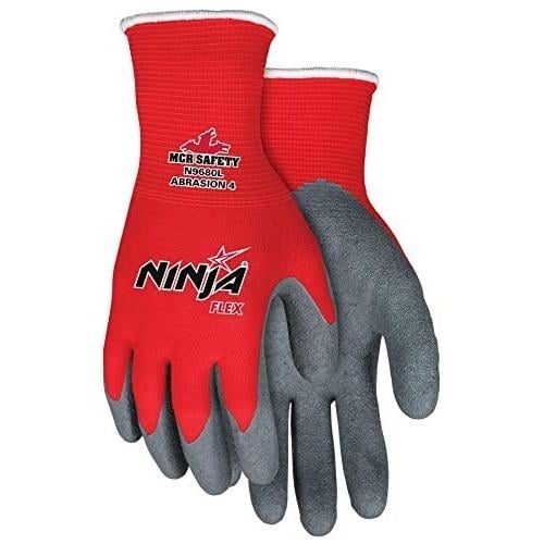 MCR SAFETY Unisex Ninja Flex Work Gloves Gray/Red - N9680 Grey Image 1