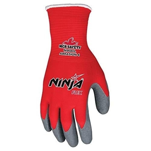 MCR SAFETY Unisex Ninja Flex Work Gloves Gray/Red - N9680 Grey Image 2