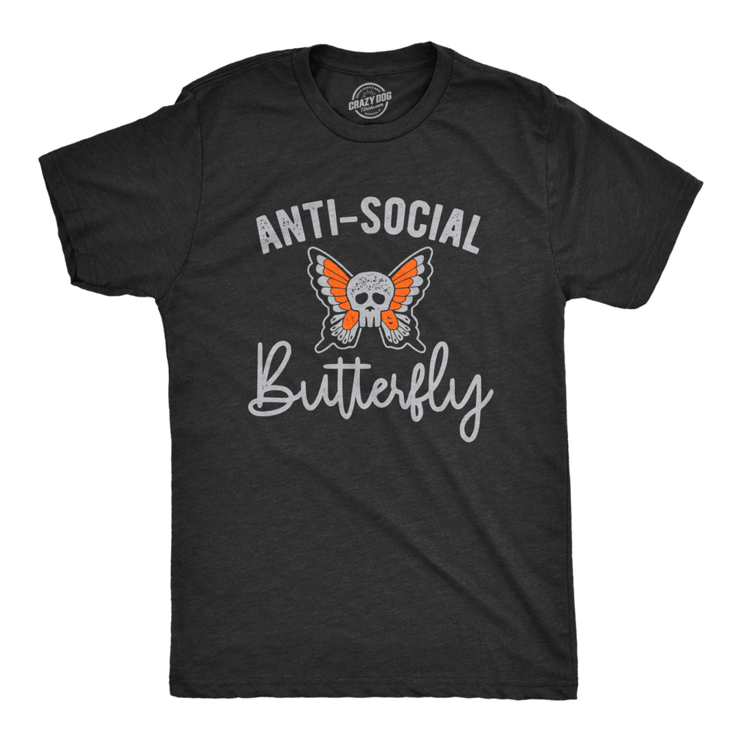 Mens Anti Social Butterfly T Shirt Funny Sarcastic T-shirt Offensive Skull Graphic Cool Tee Image 4