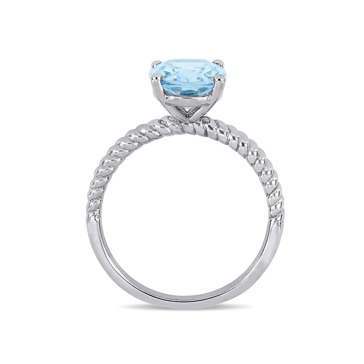 2.10 Carat (ctw) Light Aquamarine Solitaire Oval Ring in 14K White Gold Image 4
