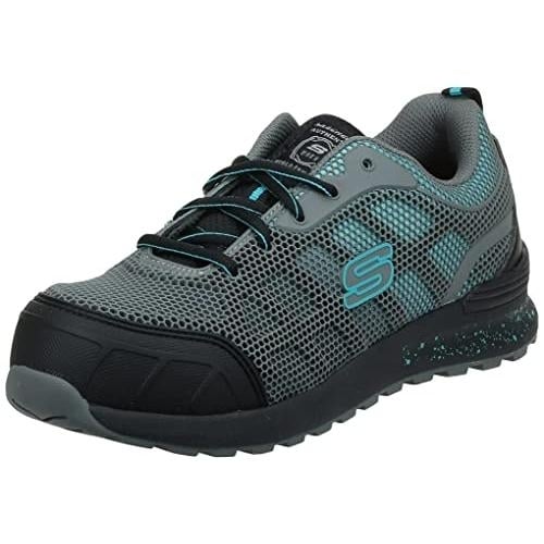 SKECHERS WORK Womens Bulklin - Lyndale Composite Toe Work Shoe Gray/Aqua 77273-GYAQ GRAY/AQUA Image 4