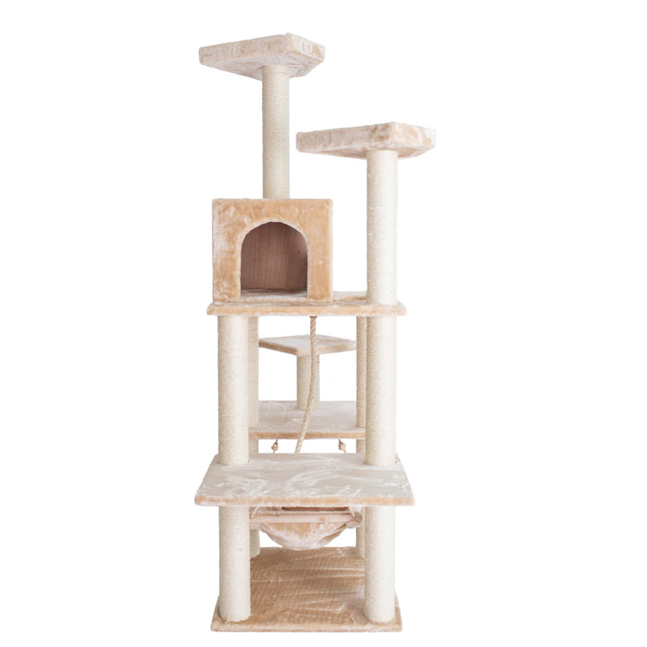 Armarkat A7202 72-Inch Cat Tree Beige Real Wood Condo Hammock Scratching Post Image 4