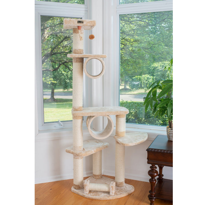 Armarkat Cat Tree A7463A Beige 74 Inch Real Wood Scratching Post Multi-Level Image 6