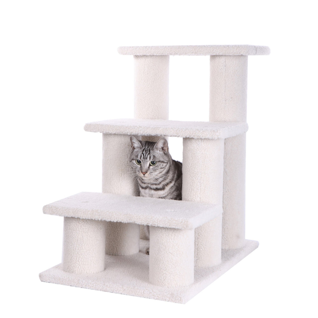 Armarkat Ivory Pet Steps B3001 Real Wood Three Step Cat Ramp 25 Inch Tall Image 4