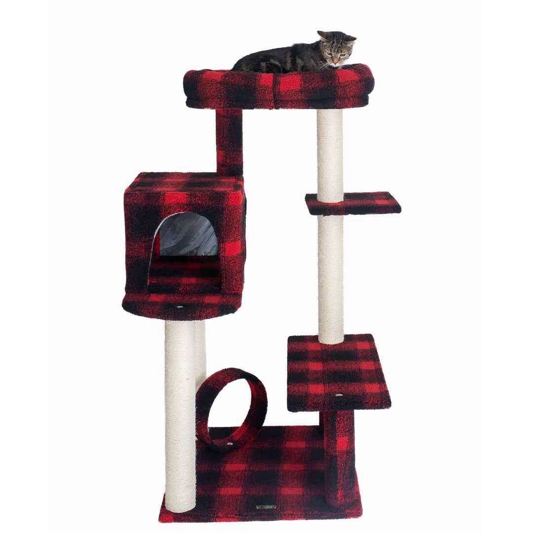 Armarkat Real Wood Model B5008 50-inch Classic Cat Tree lounger in Scotch Plaid Image 1