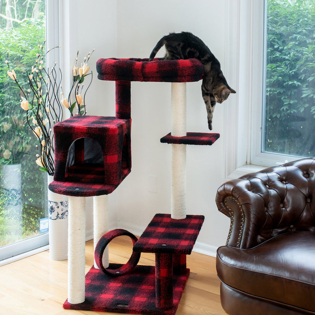 Armarkat Real Wood Model B5008 50-inch Classic Cat Tree lounger in Scotch Plaid Image 4