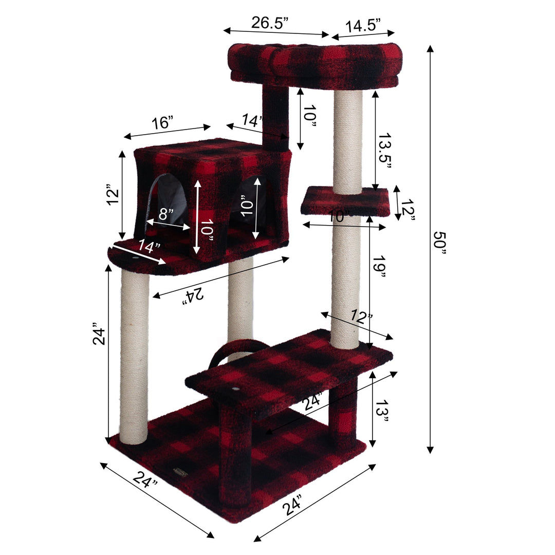 Armarkat Real Wood Model B5008 50-inch Classic Cat Tree lounger in Scotch Plaid Image 3