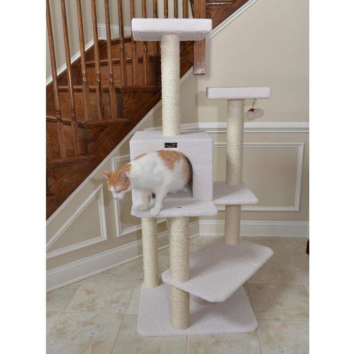 Armarkat 57-Inch Classic Ivory Cat Tree4 Levels Real Wood Cat Shelf Image 4