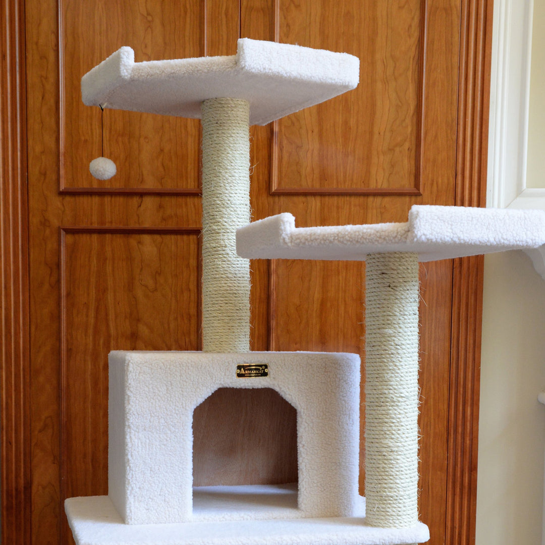 Armarkat Real Wood B7801 Classic Cat Tree In Ivory 6 Levels Playhouse Image 4