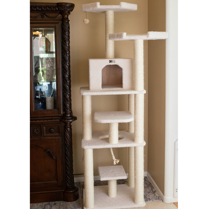 Armarkat Real Wood B7801 Classic Cat Tree In Ivory 6 Levels Playhouse Image 6