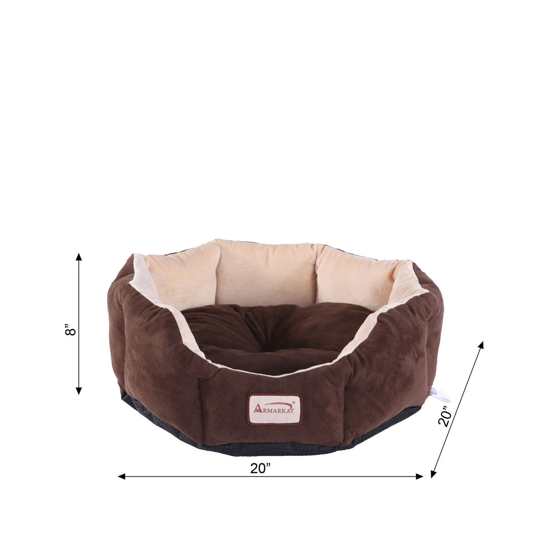 Armarkat Model C01 Pet Bed with polyfill in Beige and Mocha for Cats and Extra Small Dogs Image 7