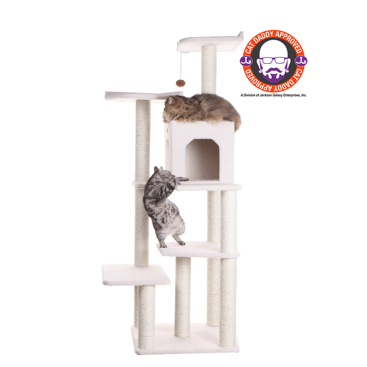 Armarkat Real Wood B6802 Classic Cat Tree In Ivory 6 Levels Condo Jackson Galaxy Approved Image 1
