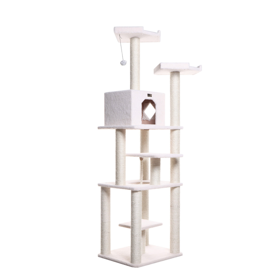 Armarkat Real Wood B7801 Classic Cat Tree In Ivory 6 Levels Playhouse Image 7