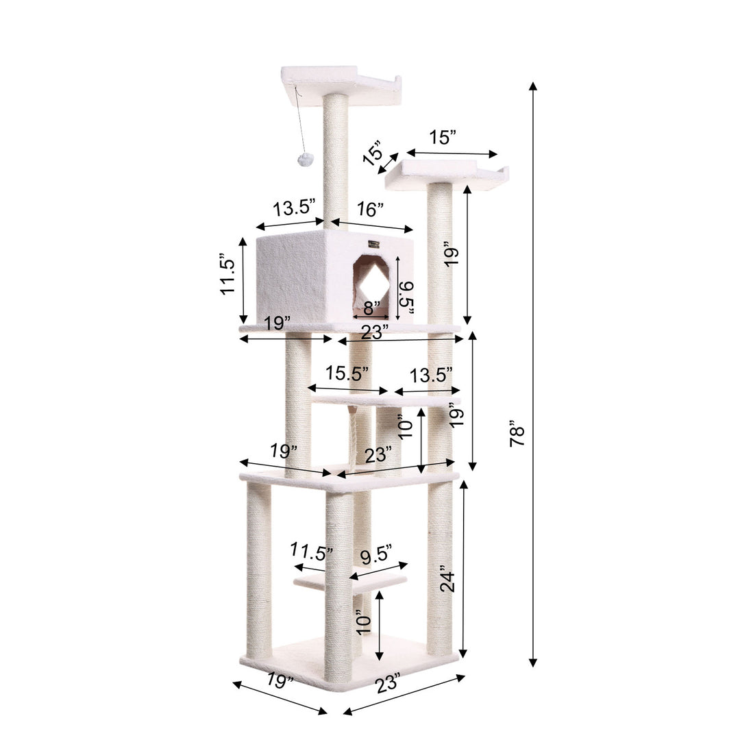 Armarkat Real Wood B7801 Classic Cat Tree In Ivory 6 Levels Playhouse Image 8