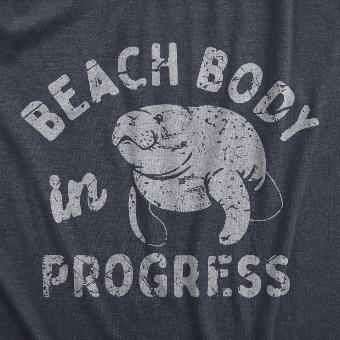 Mens Beach Body In Progress T Shirt Funny Big Chubby Manitee Tee For Guys Image 2