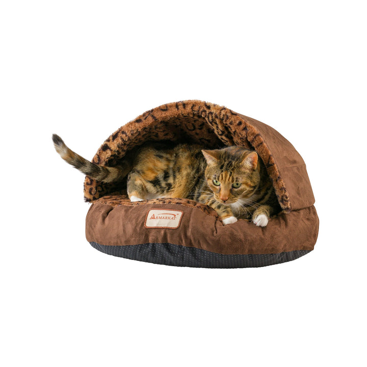 Armarkat Cuddle Cave Cat Bed For Cat Kitty Puppy Animals C31 Mocha and Leopard Image 3