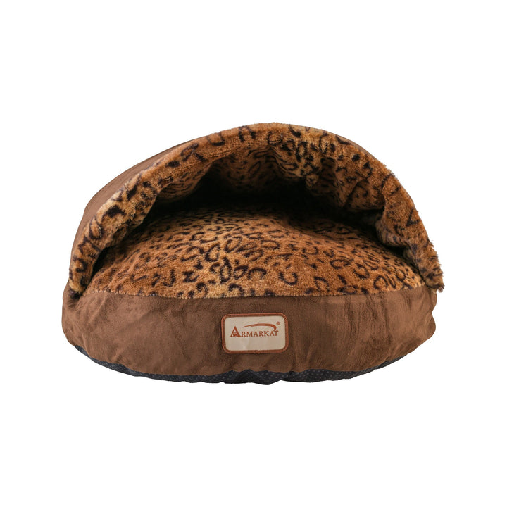 Armarkat Cuddle Cave Cat Bed For Cat Kitty Puppy Animals C31 Mocha and Leopard Image 4