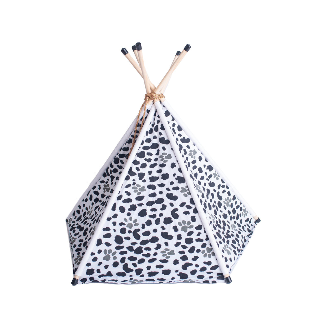 Armarkat Cat Bed Model C46 Teepee Tent White Black Paw Print Waterproof 35x35 Image 4