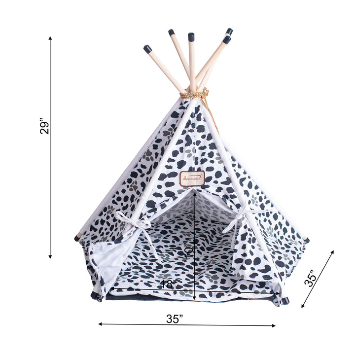 Armarkat Cat Bed Model C46Teepee style White With black paw print Image 6