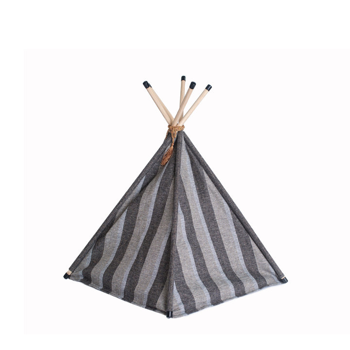 Armarkat Cat Bed C56 Teepee Gray Striped Pattern Soft Plush Durable Water Resistant Image 4